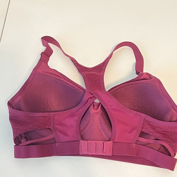 Victoria Sport High Impact Sports Bra Racerback Padded Wireless Burgundy Sz 34C - Picture 3 of 4